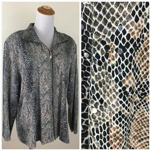 Exclusively MISOOK Long Sleeve Multi Color Python Boa Print Clear Dots Jacket